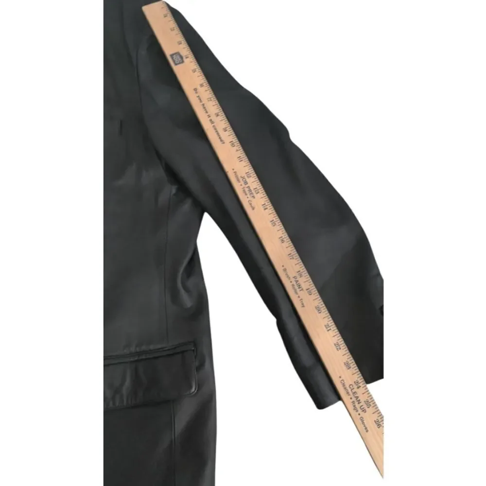 Jones New York Black Leather Jacket Blazer Suit Jacket Size 50R